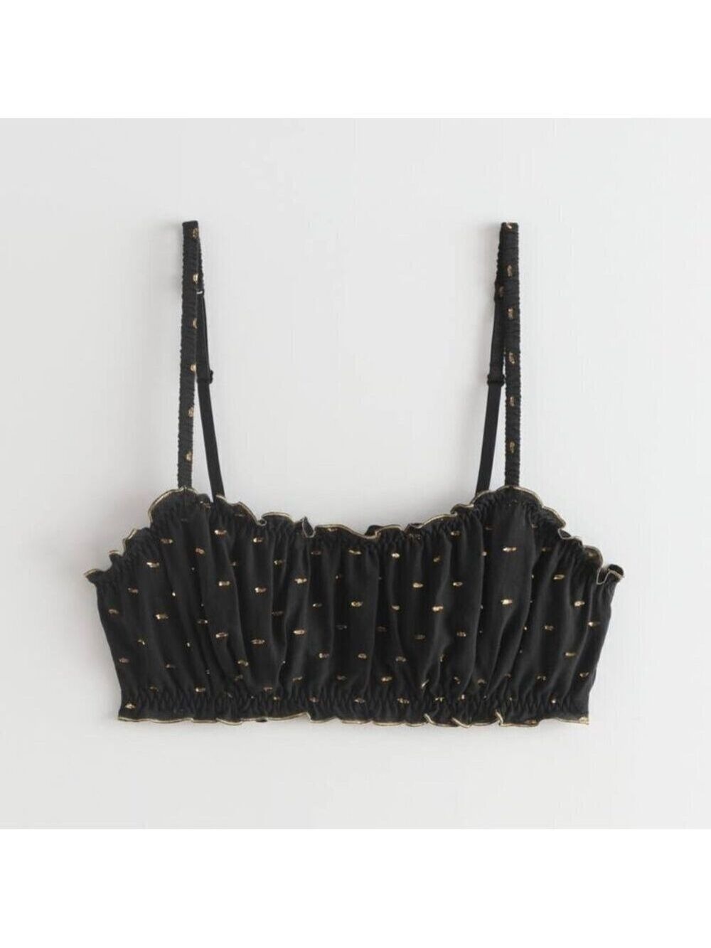 & Other Stories | Ruffled Glitter Pattern Soft Bra In Black/Gold - Picture 3 of 9